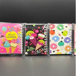 Set of 3 Cute Spiral Notebooks Ice Cream Donut Hello Summer Design
